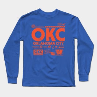 Vintage Oklahoma City OKC Airport Code Travel Day Retro Travel Tag OK Long Sleeve T-Shirt